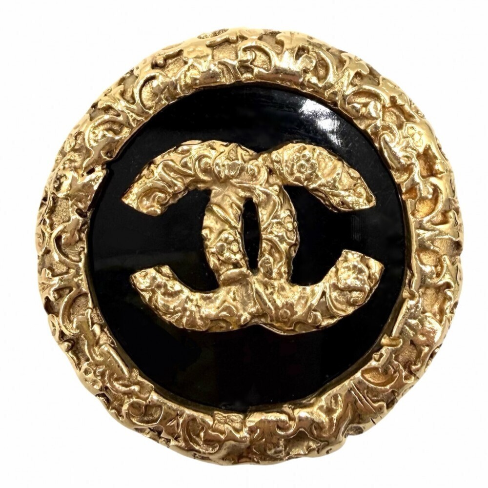 CHANEL Vintage Black Logo Brooch